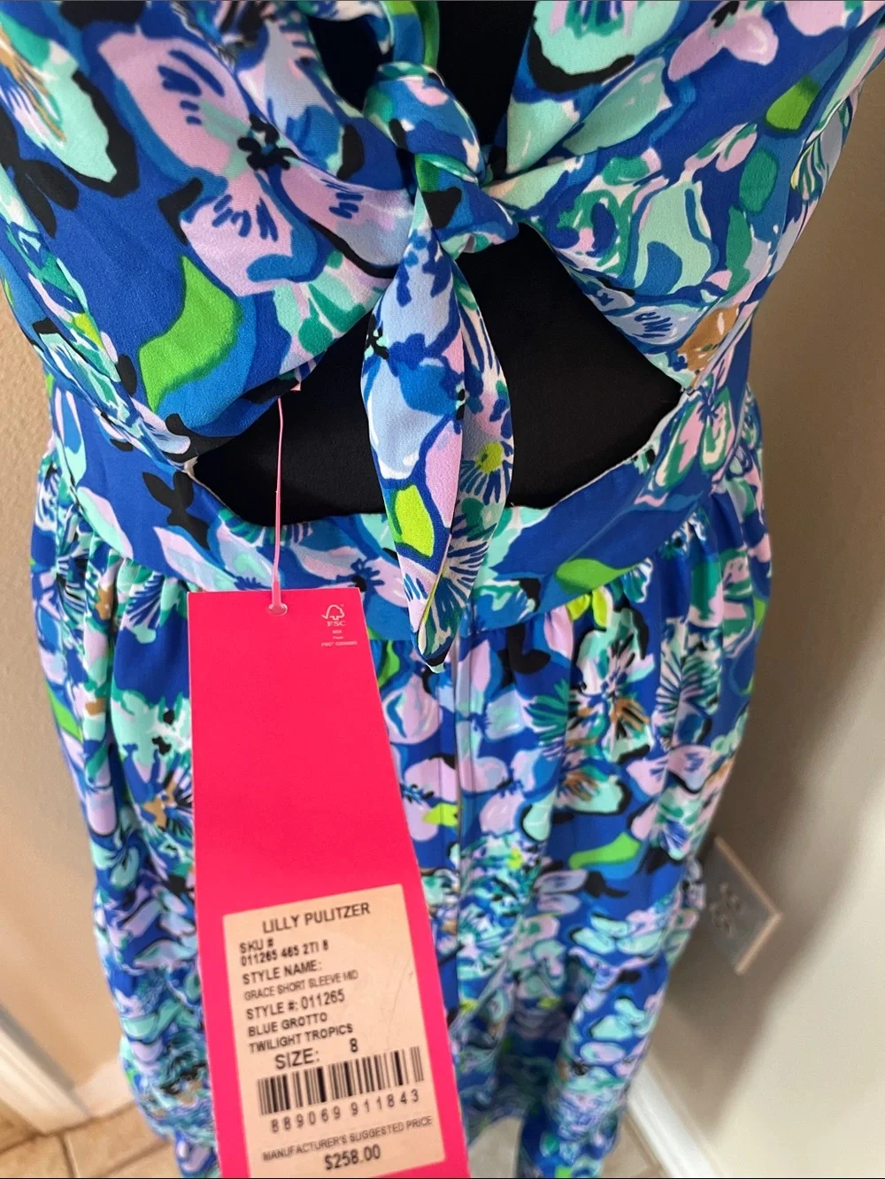 Lilly Pulitzer blue floral Grace midi dress nwt size 8 - Picture 8 of 10